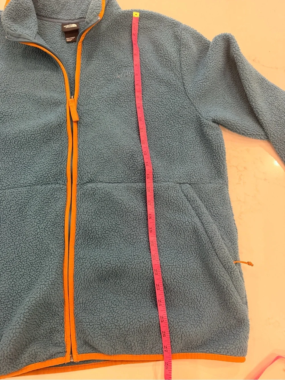 The North Face Men’s XL Teal Blue Orange Trim Full Zip Fleece Jacket